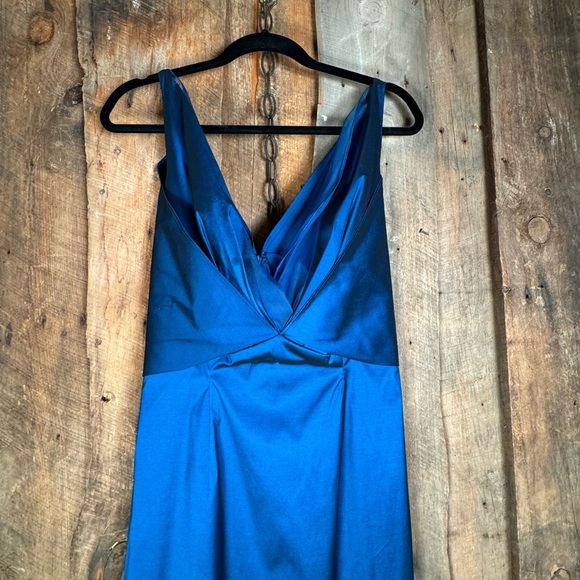 Talbot Runhof "Authentic" Dark Blue Duchess Satin Column Gown - Size 12 - NWT - Picture 4 of 14